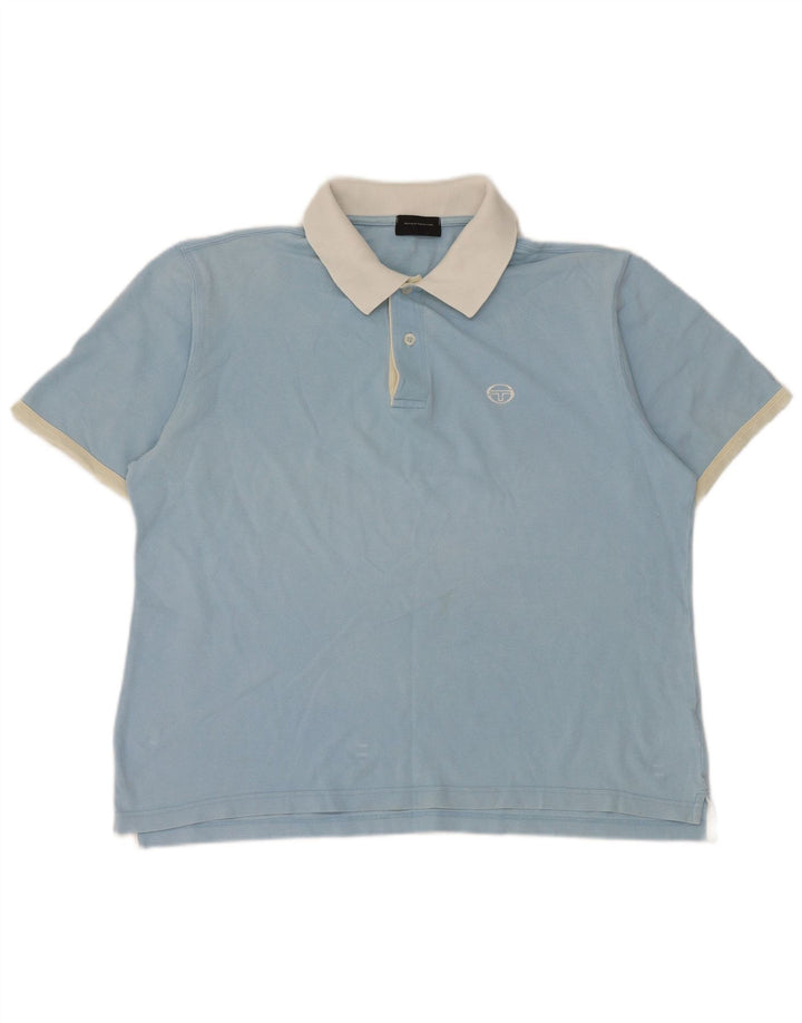 Sergio Tacchini Herre poloshirt IT 48 Medium Blue Colourblock Bomuld