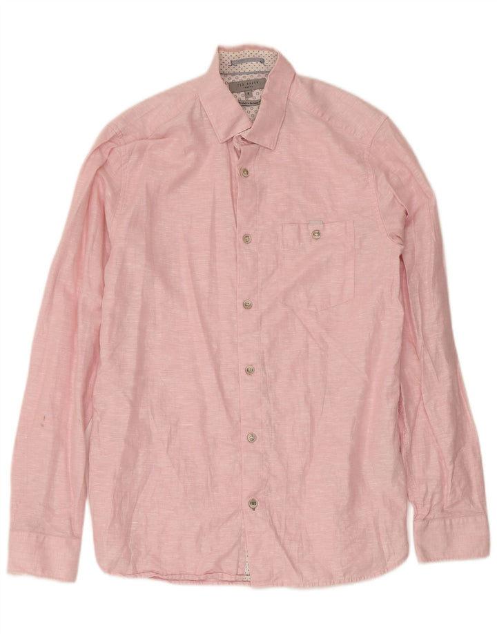 Ted Baker Herreskjorte str. 2 Lille Pink Linned