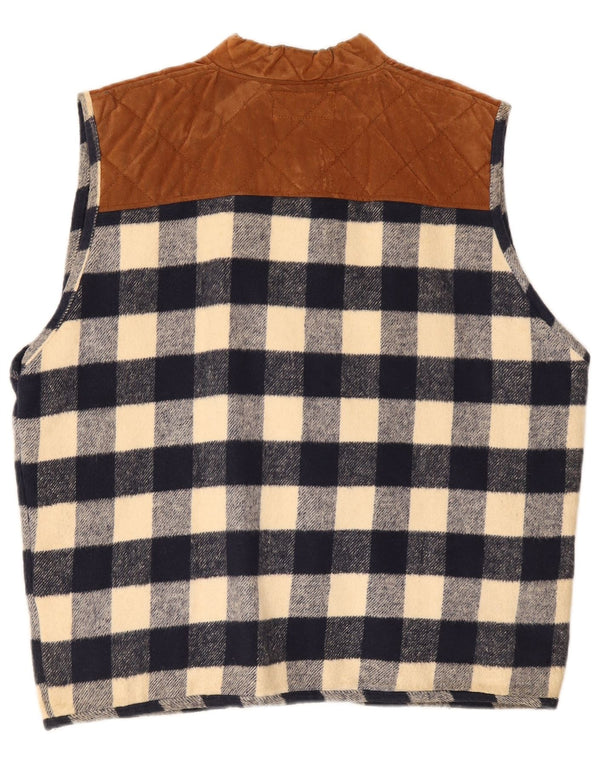 Vintage Herre Duffle Gilet UK 40 Large Navy Blue Ternet Bomuld