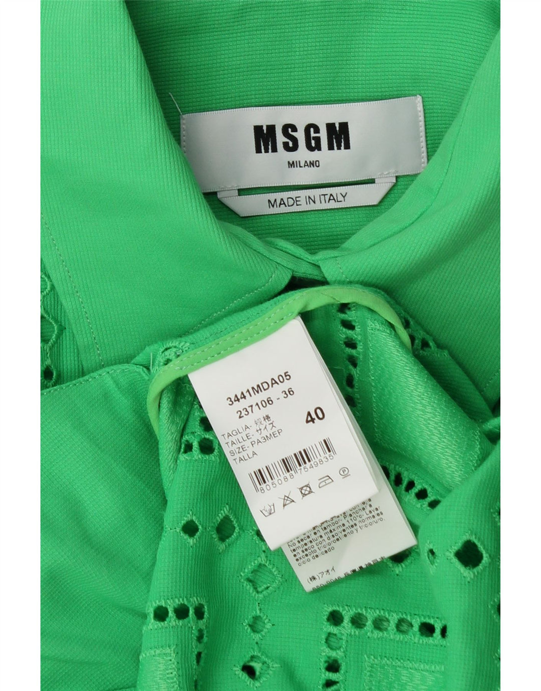 MSGM Kvinder Oversized Skjortekjole IT 40 Medium Grøn Geometrisk Bomuld