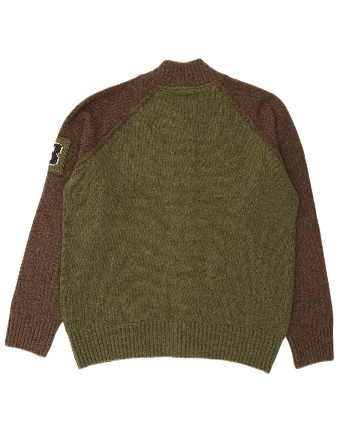 Woolrich Herre Grafisk Cardigan Sweater Stor Grøn Colourblock Uld