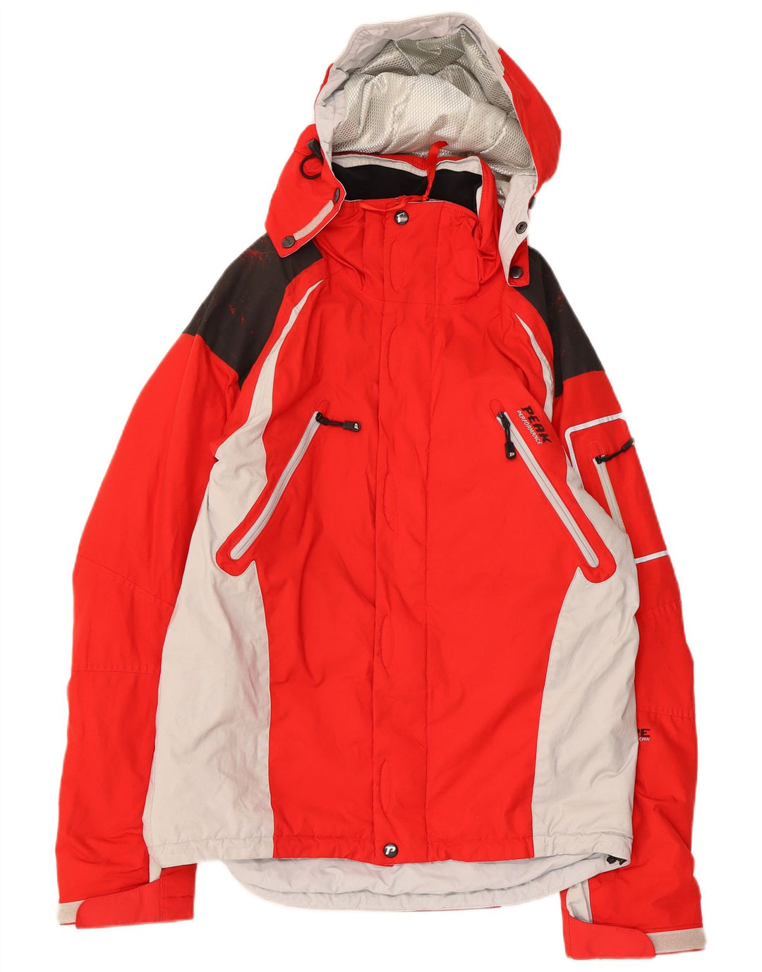 Peak Performance Herre Hætte Skijakke UK 38 Medium Rød Colourblock