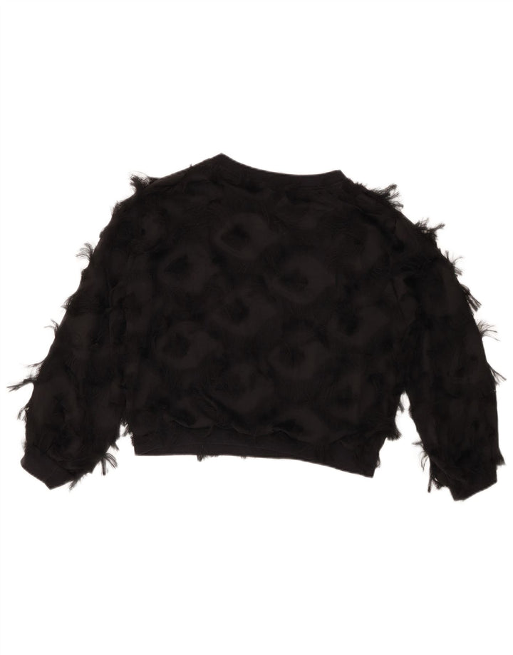 Ny kollektion Womens Oversized Crop Sweatshirt Jumper UK 6 XS Sort