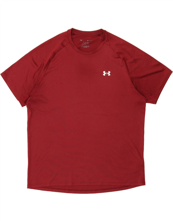 UNDER ARMOUR Mens T-Shirt Top XL Burgundy Geometric Polyester Vintage Under Armour and Second-Hand Under Armour from Messina Hembry 