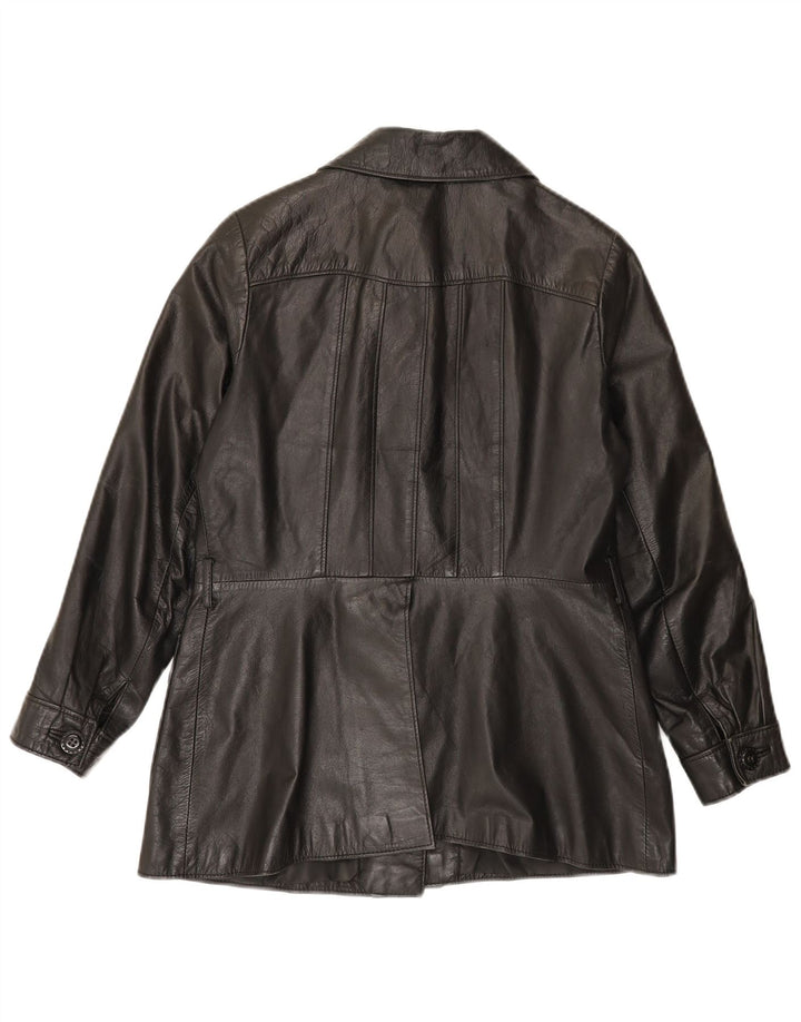 VINTAGE Womens Leather Jacket IT 44 Medium Black Leather