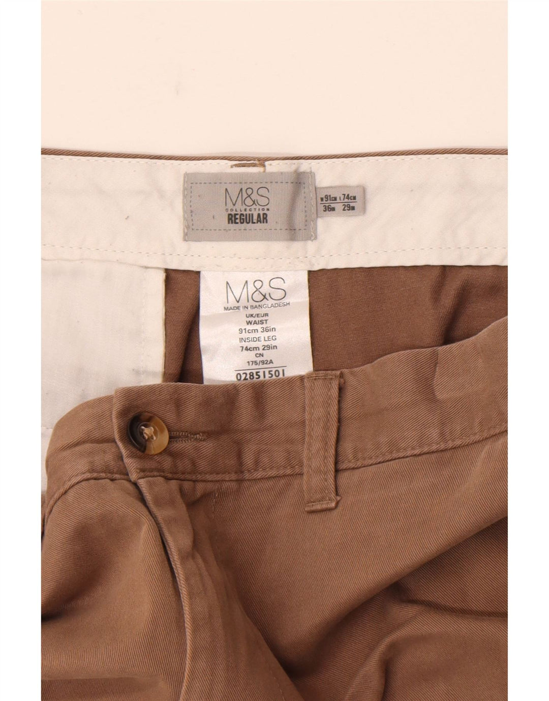 Marks & Spencer Herre Regular Fit Chinobukser W36 L29 Brun bomuld