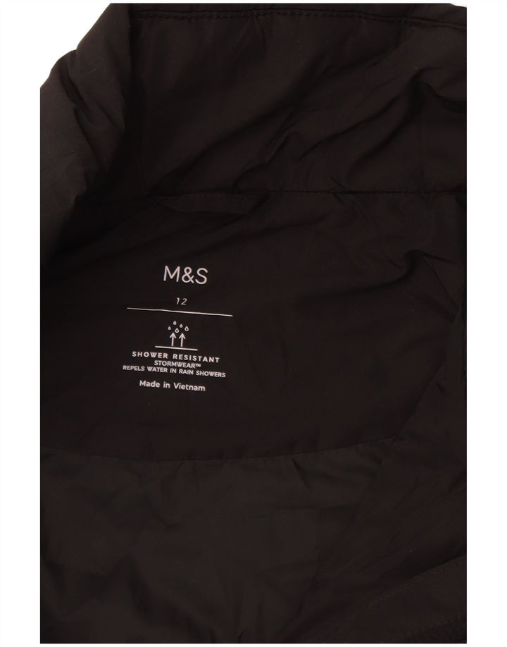 Marks & Spencer Quiltet overfrakke til kvinder UK 12 Medium Sort Polyester