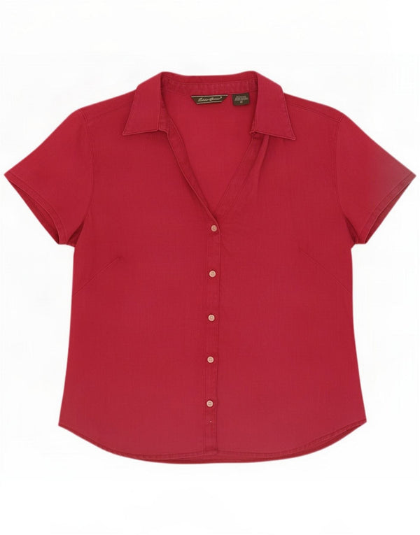 Eddie Bauer Kortærmet skjorte til kvinder UK 14 Medium Pink Linen