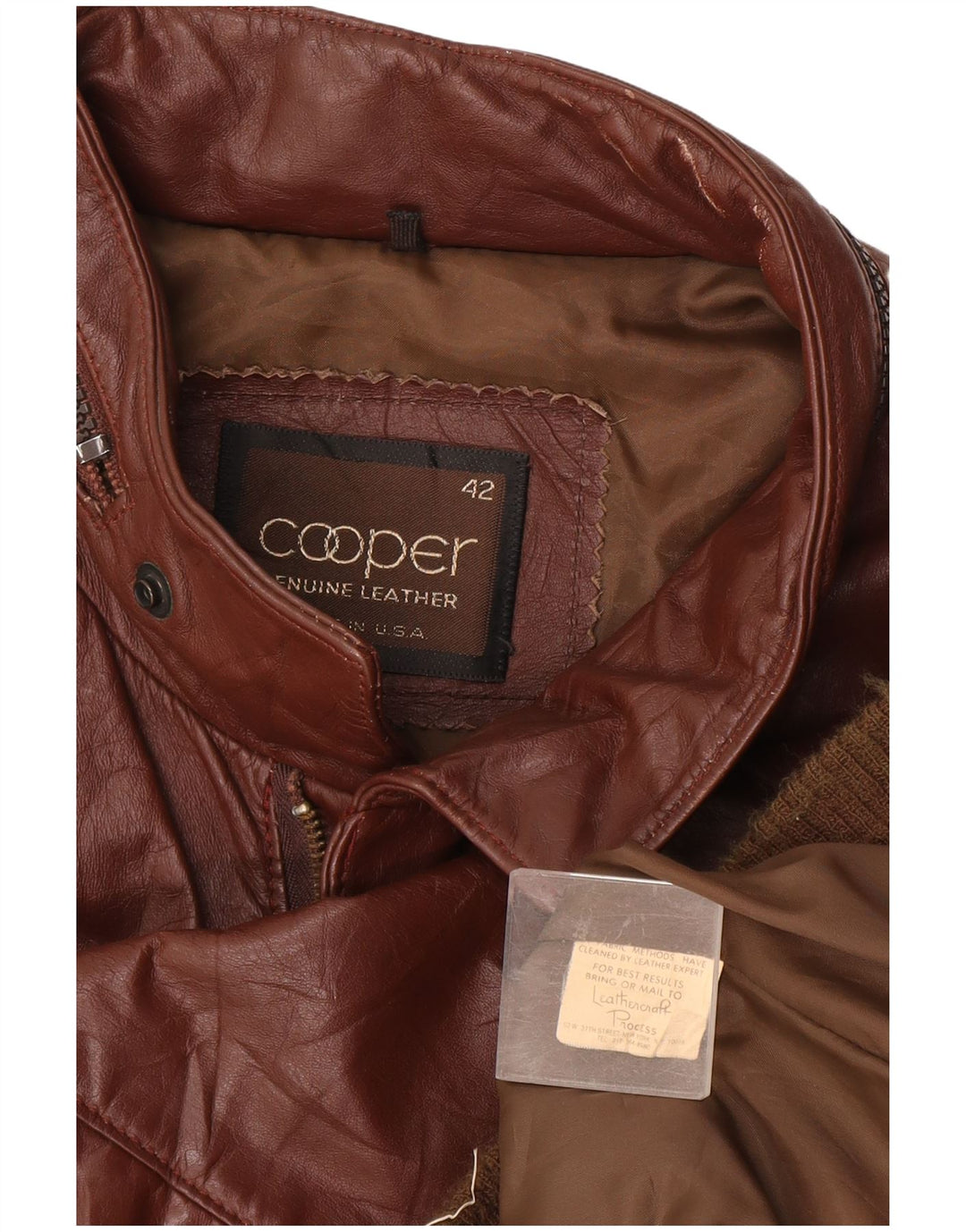 Cooper Herre Hooded Læderjakke UK 42 XL Brun Læder