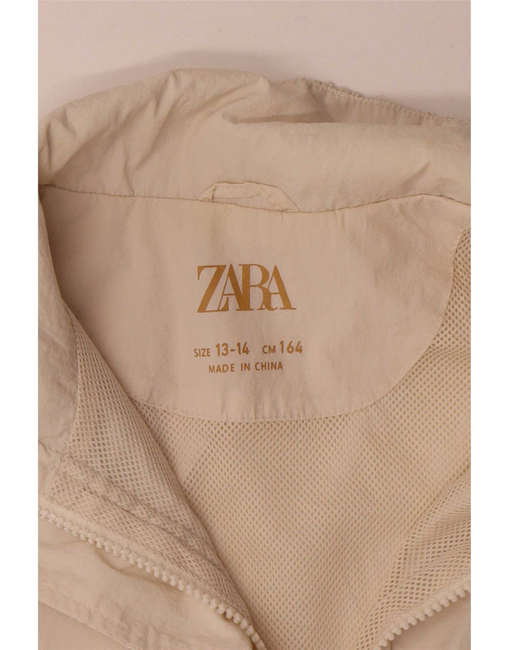 Zara Pige Pullover Regnjakke 13-14 År Hvid Nylon