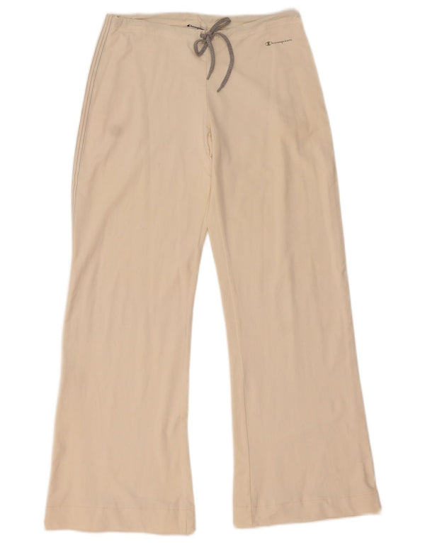 Champion Womens Flare træningsdragt Bukser UK 12 Medium Off White Polyamid