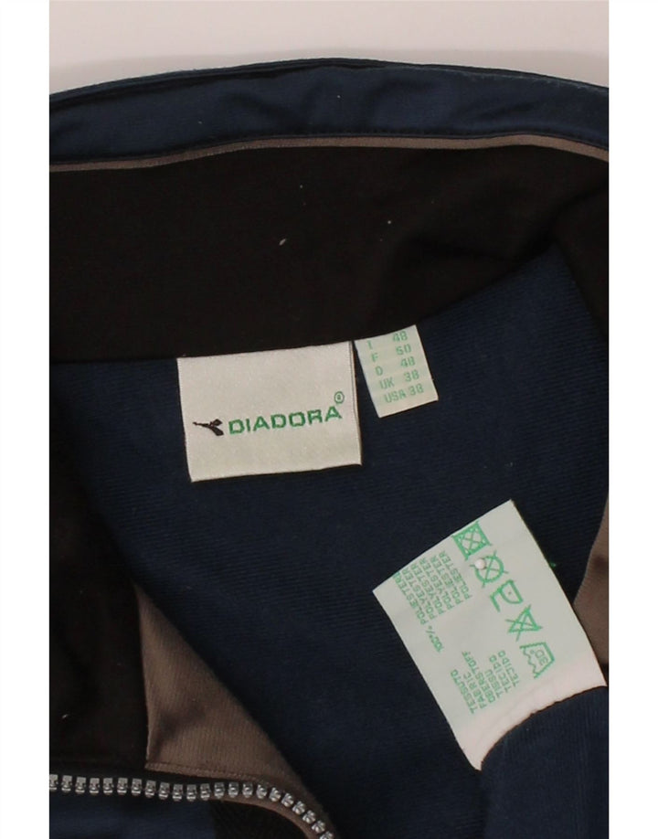 DIADORA Mens Graphic Pullover Tracksuit Top UK 38 Medium Navy Blue Vintage Diadora and Second-Hand Diadora from Messina Hembry 