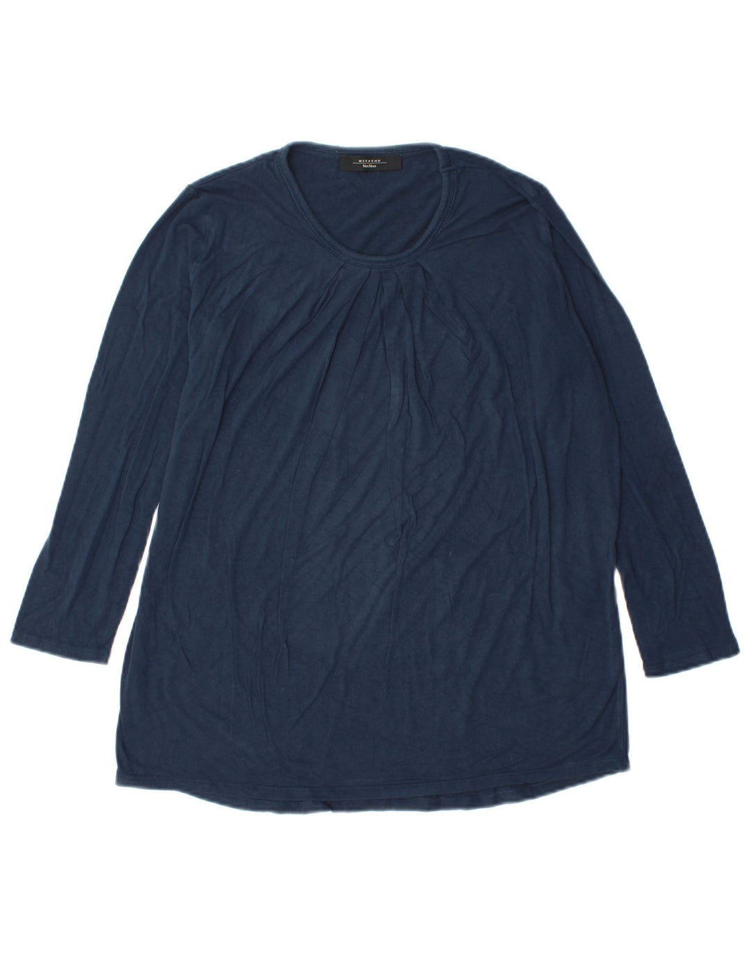 Max Mara Dame Weekend Top Langærmet UK 14 Medium Navy Blue Viscose