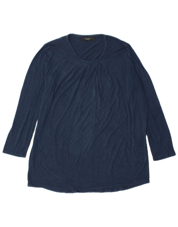 Max Mara Dame Weekend Top Langærmet UK 14 Medium Navy Blue Viscose