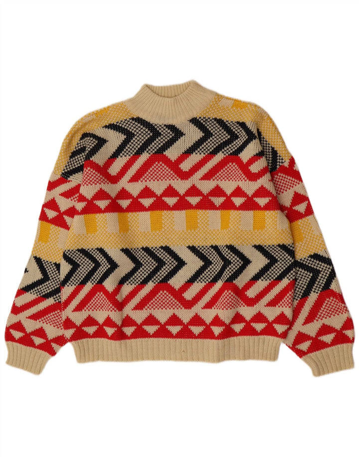 Vintage Dame Turtle Neck Jumper Sweater UK 16 Large Multicolor