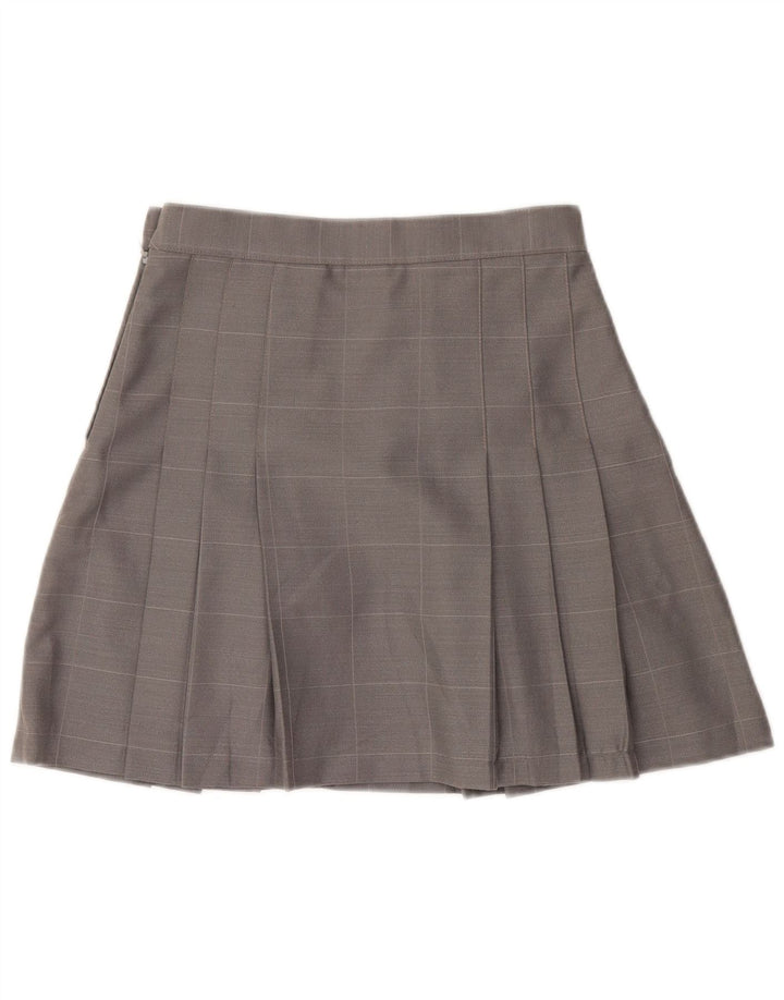 Vintage plisseret mininederdel til kvinder IT 42 Medium W28 Grå ternet uld
