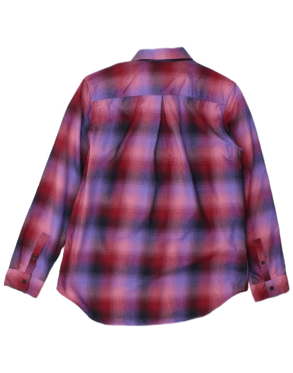 Eddie Bauer Womens Classic Fit Flannel Shirt UK 14 Medium Purple Check
