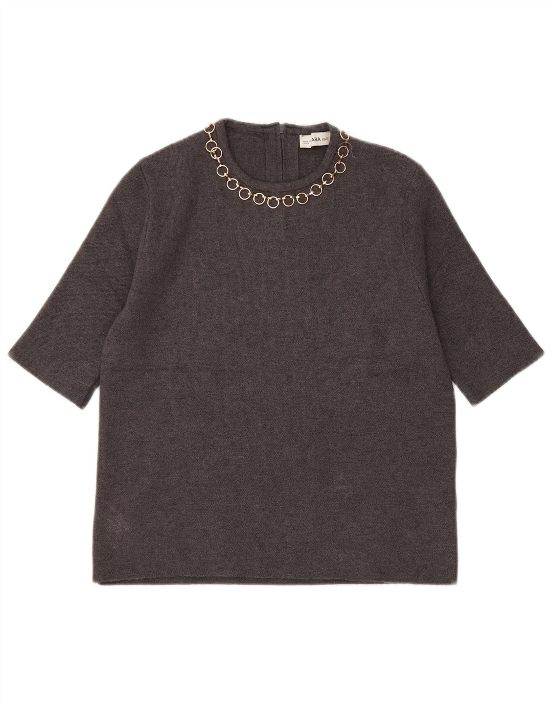 Zara Womens Crop Bluse Top UK 10 Small Grey Viscose