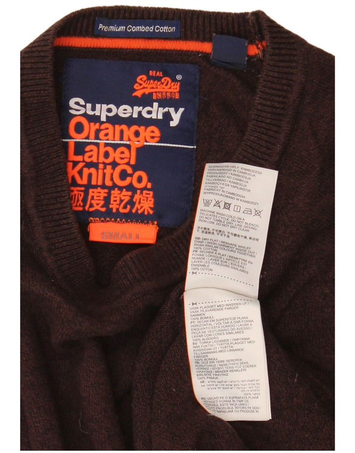 Superdry Sweater med rund hals til mænd, lille brun flækket bomuld