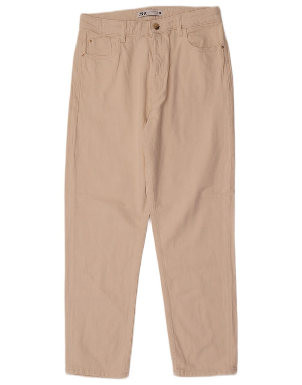 Zara Dame Højtalje Casual Bukser EU 40 Medium W30 L27 Off White