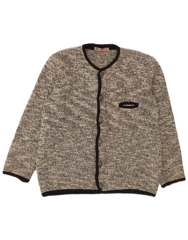 Vintage Dame Cardigan Sweater UK 16 Large Grey Flecked