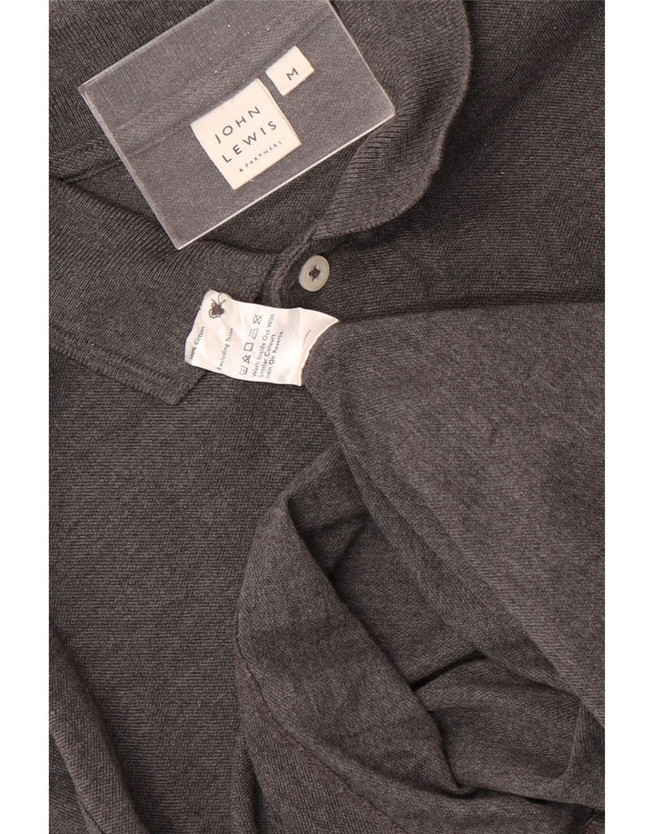 John Lewis Langærmet poloshirt til mænd mellemgrå bomuld