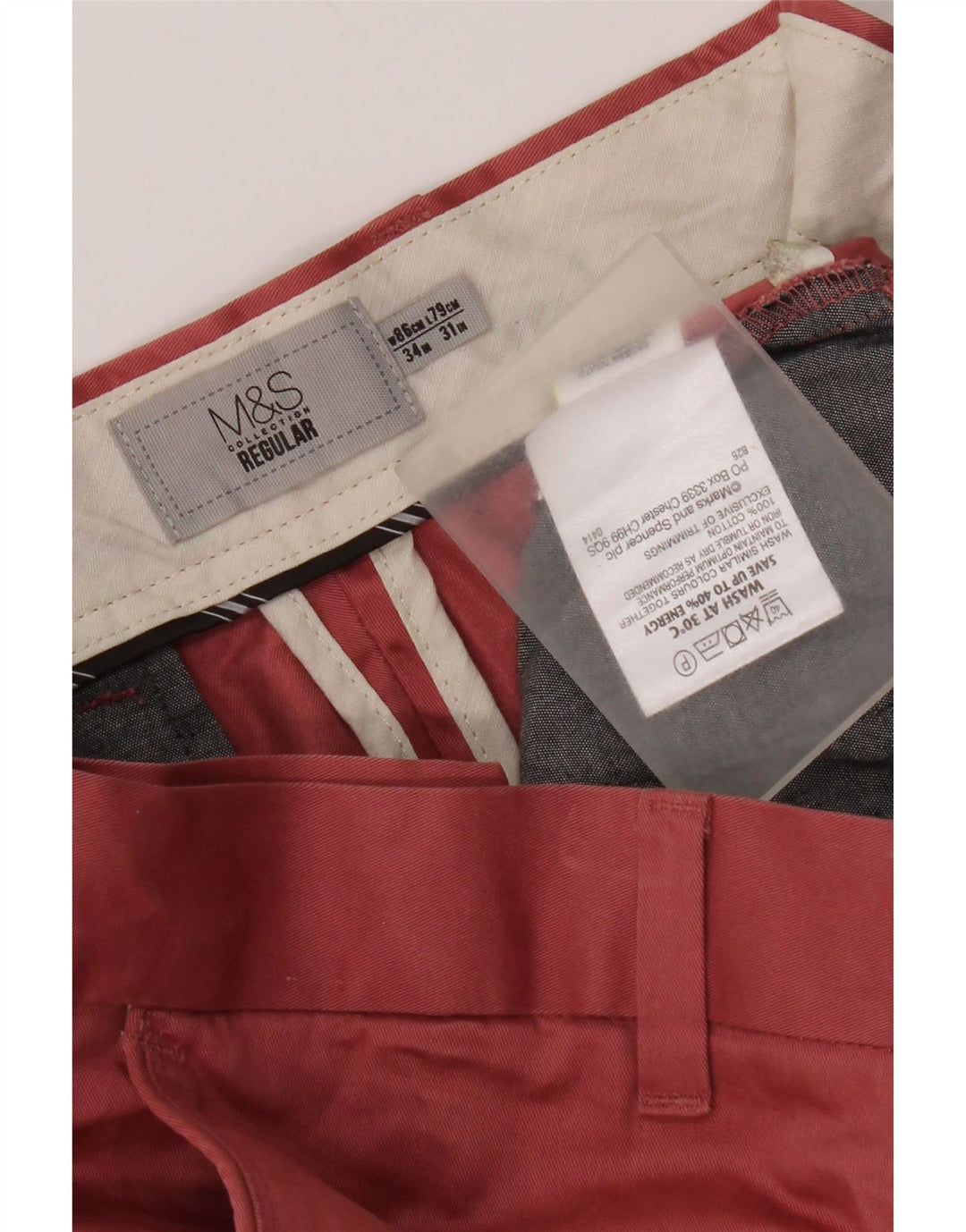 Marks & Spencer Herre Regular Fit Chinobukser W34 L31 Rød Bomuld