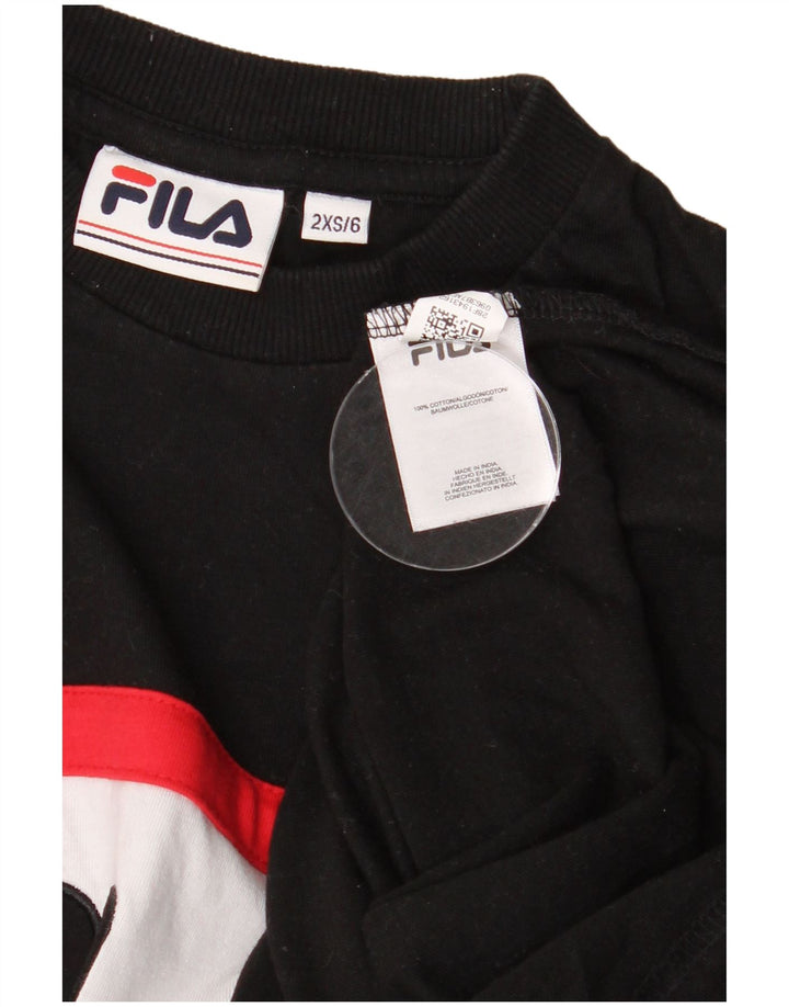 Fila Dame Oversized grafisk top Langærmet UK 2 2XS Sort Colourblock