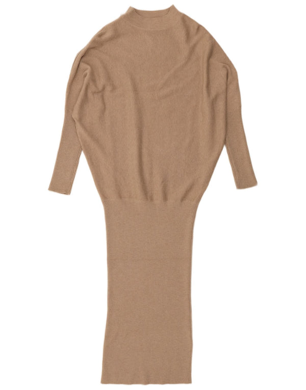 MINT FLØJL Kvinder Oversized Strik Drop Waist Dress UK 10 Small Beige Modern