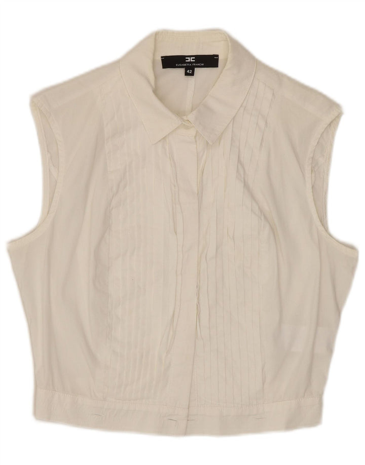 ELISABETTA FRANCHI Dame ærmeløs skjorte Bluse IT 42 Medium White