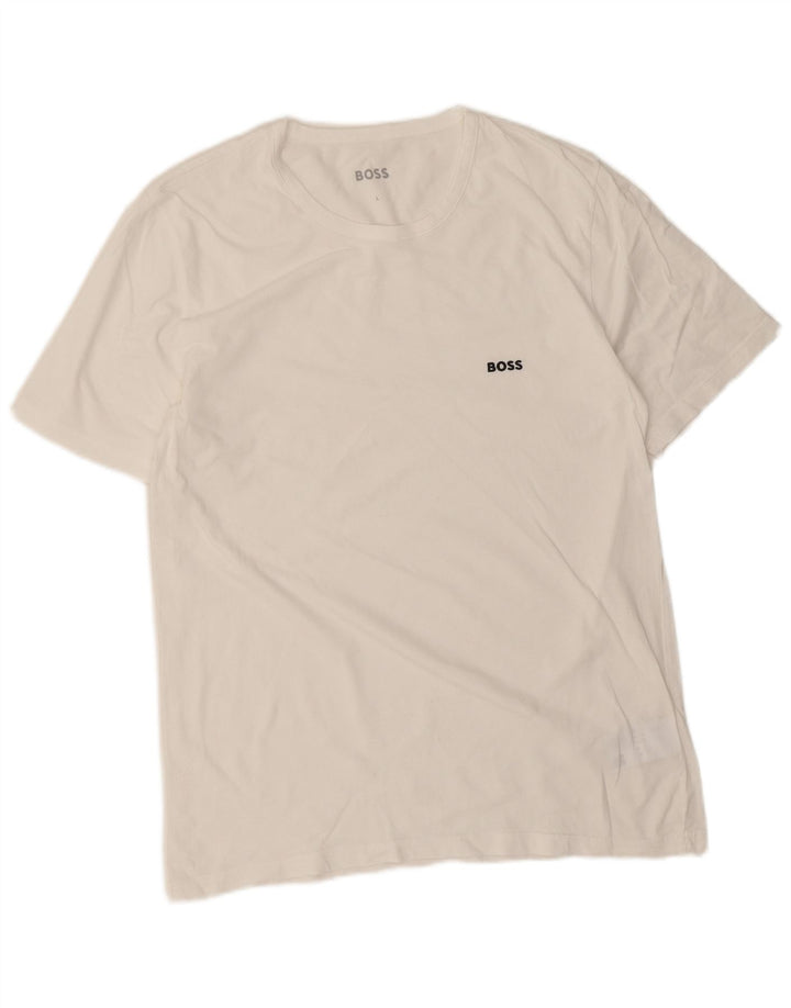 Hugo Boss Herre T-Shirt Top Stor Hvid Bomuld