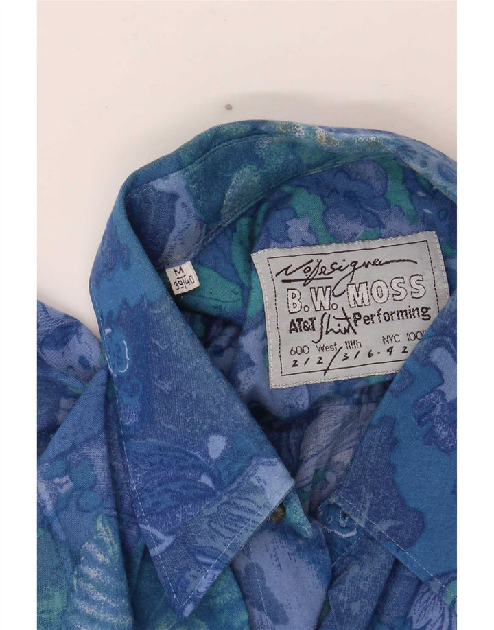 B.W. Moss Kortærmet Herreskjorte Størrelse 38/40 Medium Blue Floral