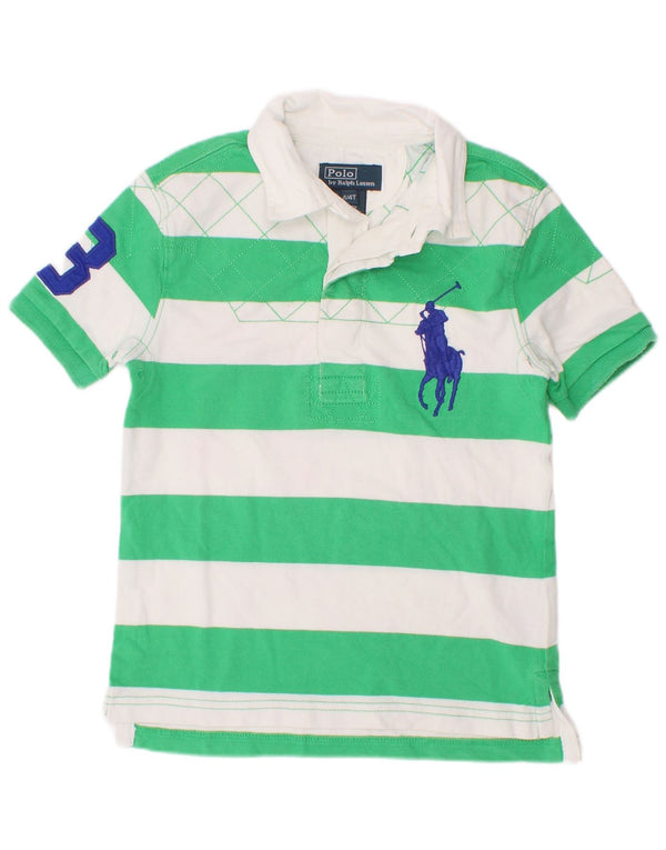 Polo Ralph Lauren drenge grafisk rugby skjorte 3-4 år grøn stribet bomuld