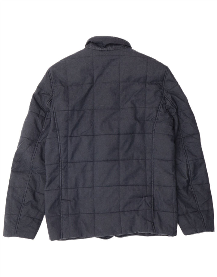 TED BAKER Herre quiltet jakke størrelse 2 Small Navy Blue Herringbone Classic