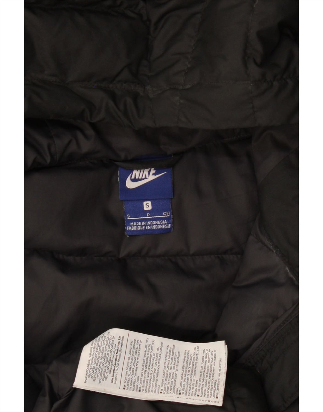 Nike Polstret frakke med hætte til kvinder UK 10 Lille sort polyester