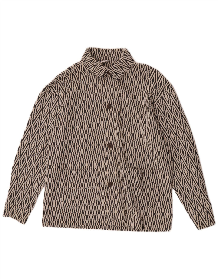 Zara Bomber Jacket UK 38 Medium Sort Geometrisk Bomuld