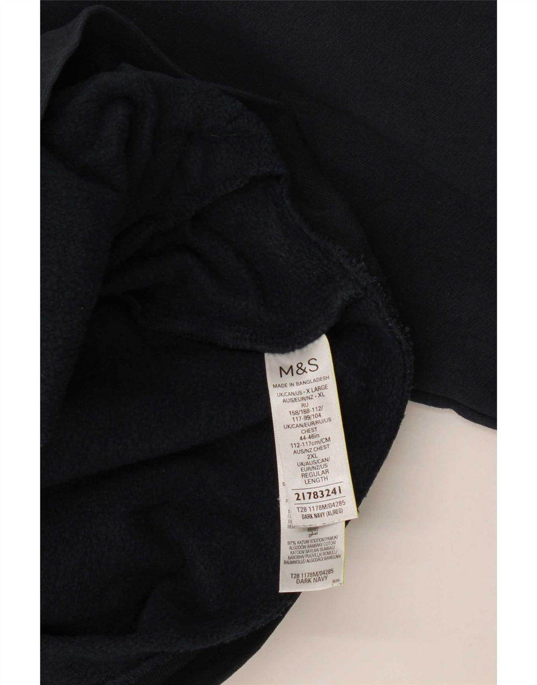 Marks & Spencer Sweatshirt med lynlås til mænd XL marineblå bomuld