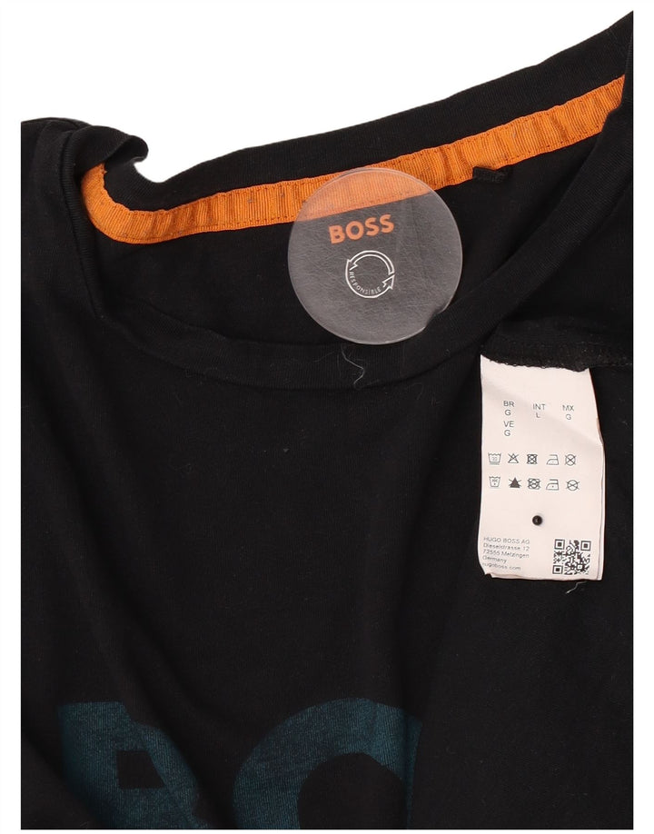 Hugo Boss Herre grafisk T-shirt Top Stor sort bomuld