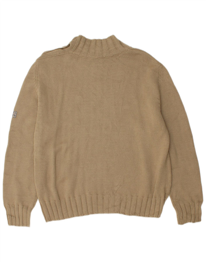 CARRERA Womens Button Neck Jumper Sweater UK 18 XL Beige Acrylic