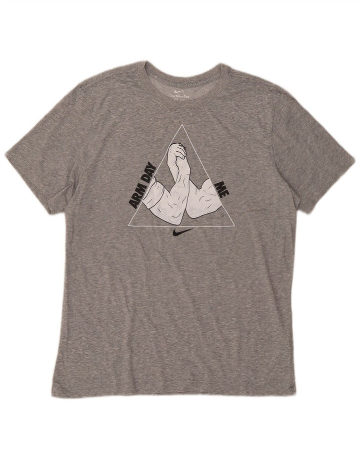 Nike grafisk T-shirt top til mænd, stor grå bomuld