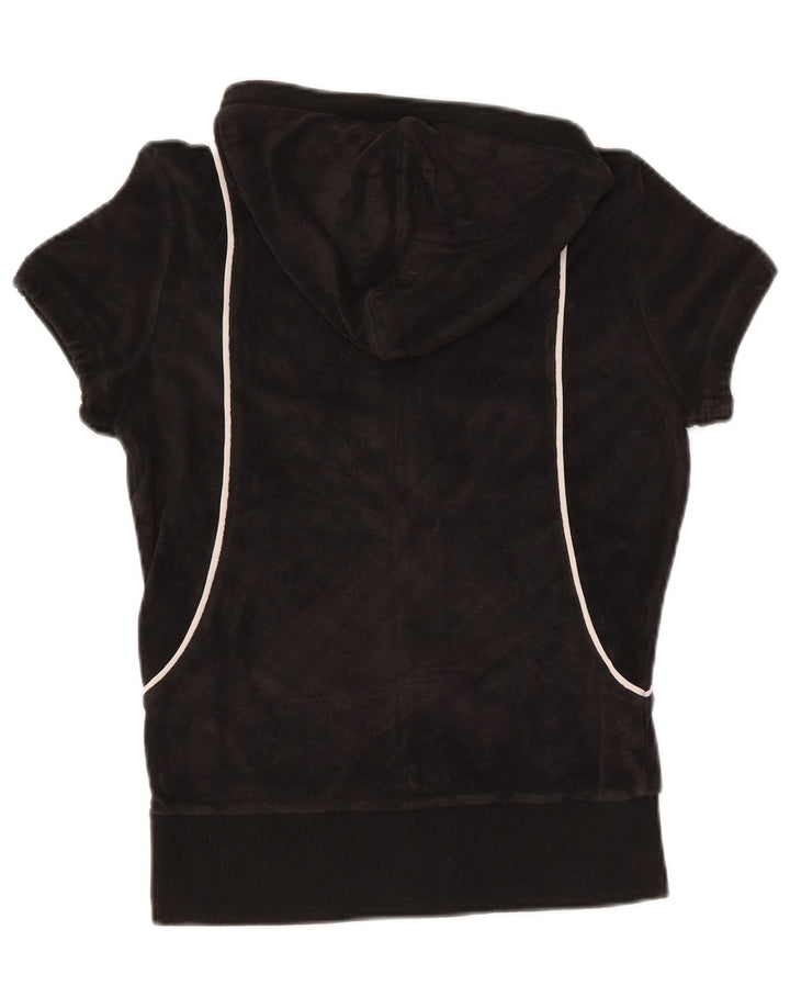 PUMA hættetrøje med fløjl med korte ærmer til kvinder UK 12 Medium Sort