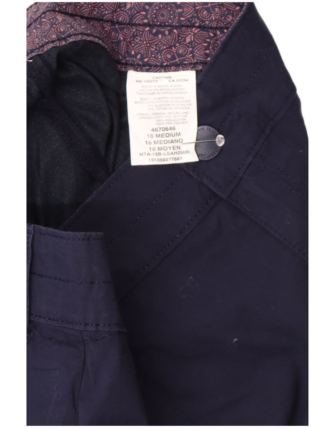 LEE Womens Skort US 16 2XL Navy Blue Cotton
