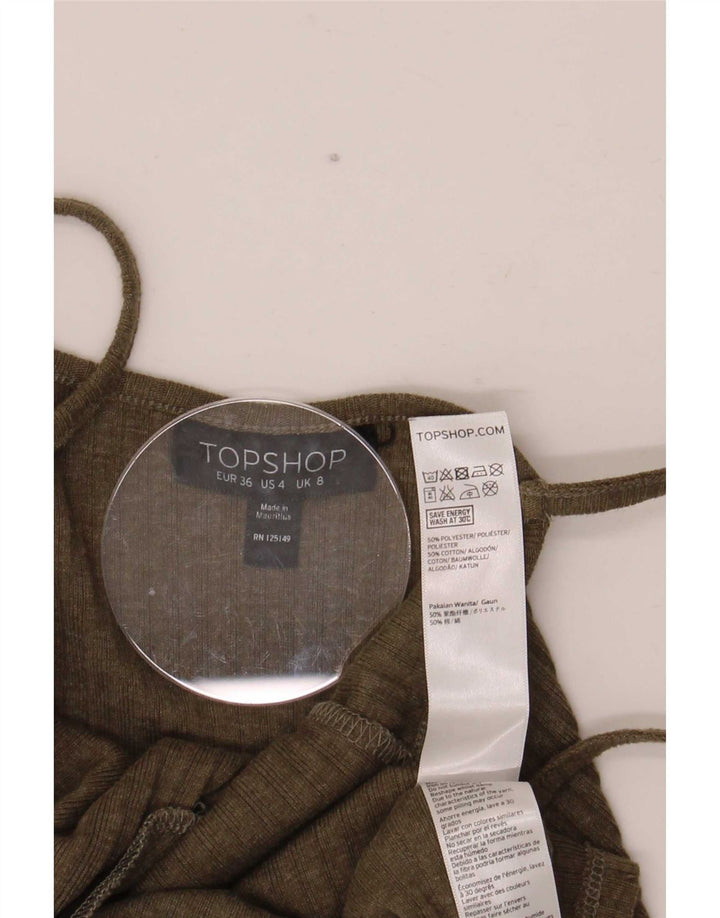 Topshop Dame Slip Dress UK 8 Small Khaki Polyester