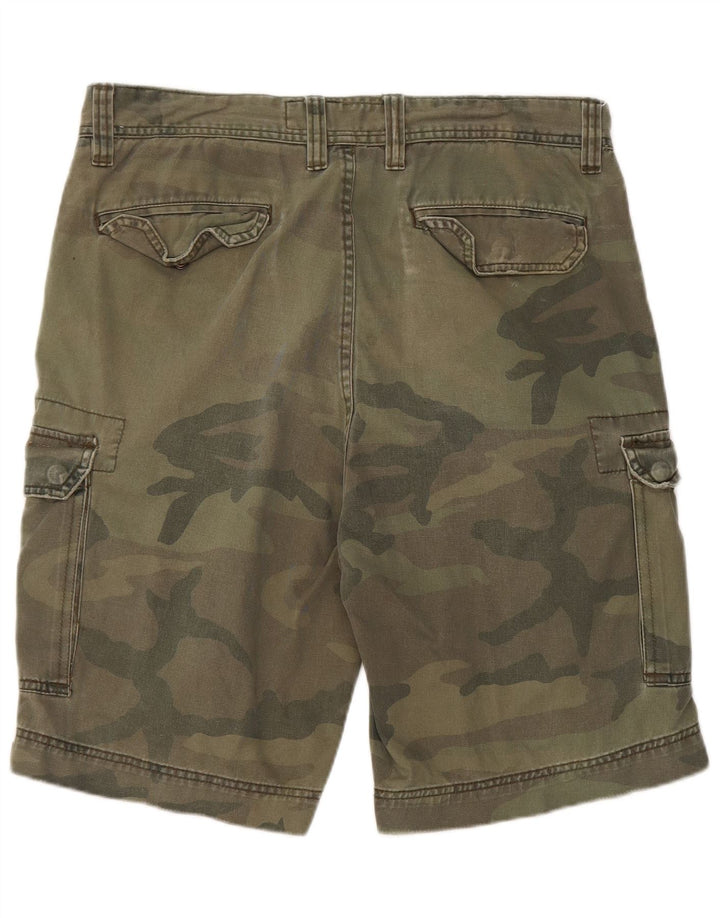 NAUTICA Herre Cargo Shorts W33 Mellemgrøn Camouflage Bomuld
