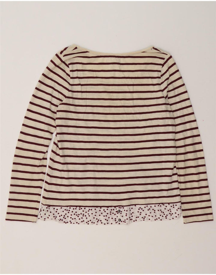 White Stuff Dame Top Langærmet UK 10 Small Off White Stribet