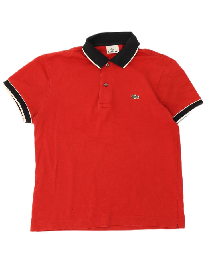 Lacoste herre rugby polo shirt størrelse 4 Medium rød stribet bomuld