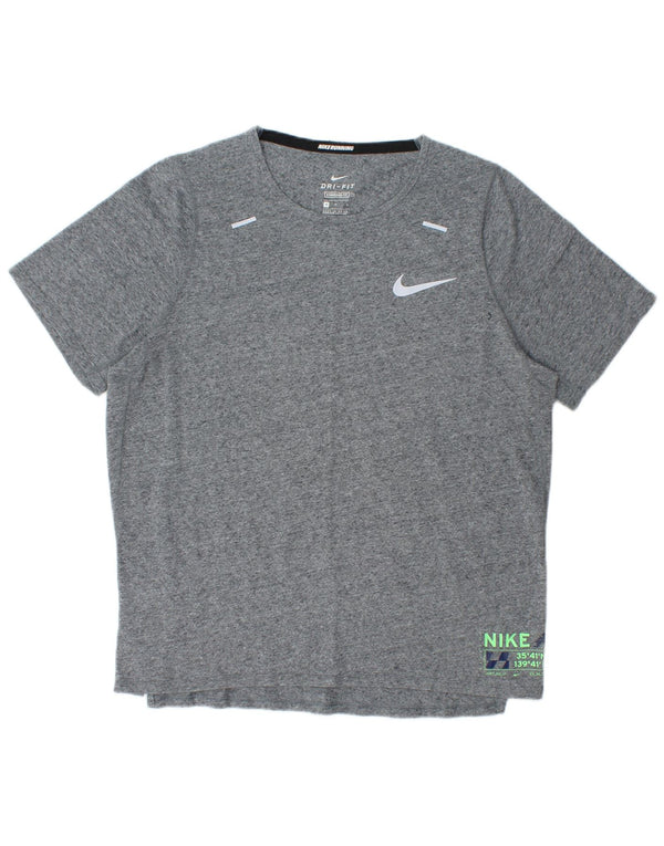 Nike Herre Dri Fit Standard Fit Grafisk T-shirt Top Medium Grå Flecked