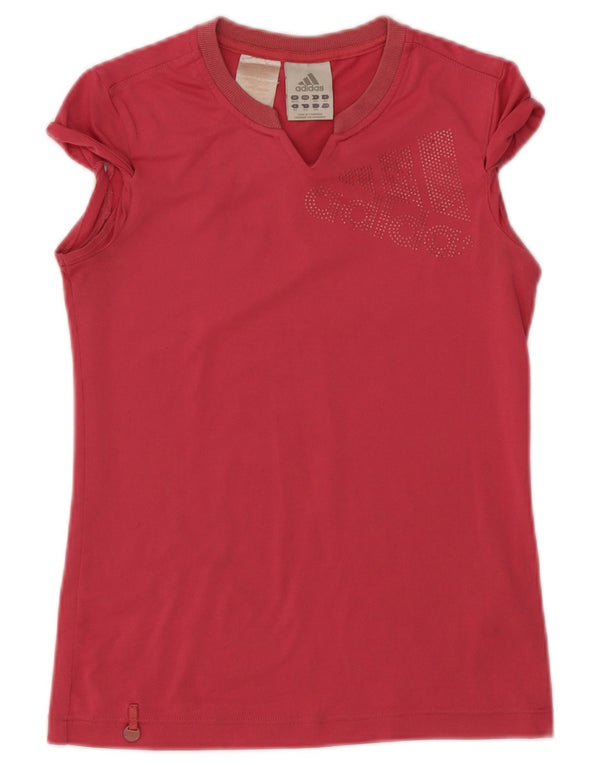 Adidas Girls Climalite Grafisk T-Shirt Top 11-12 år Pink Polyester