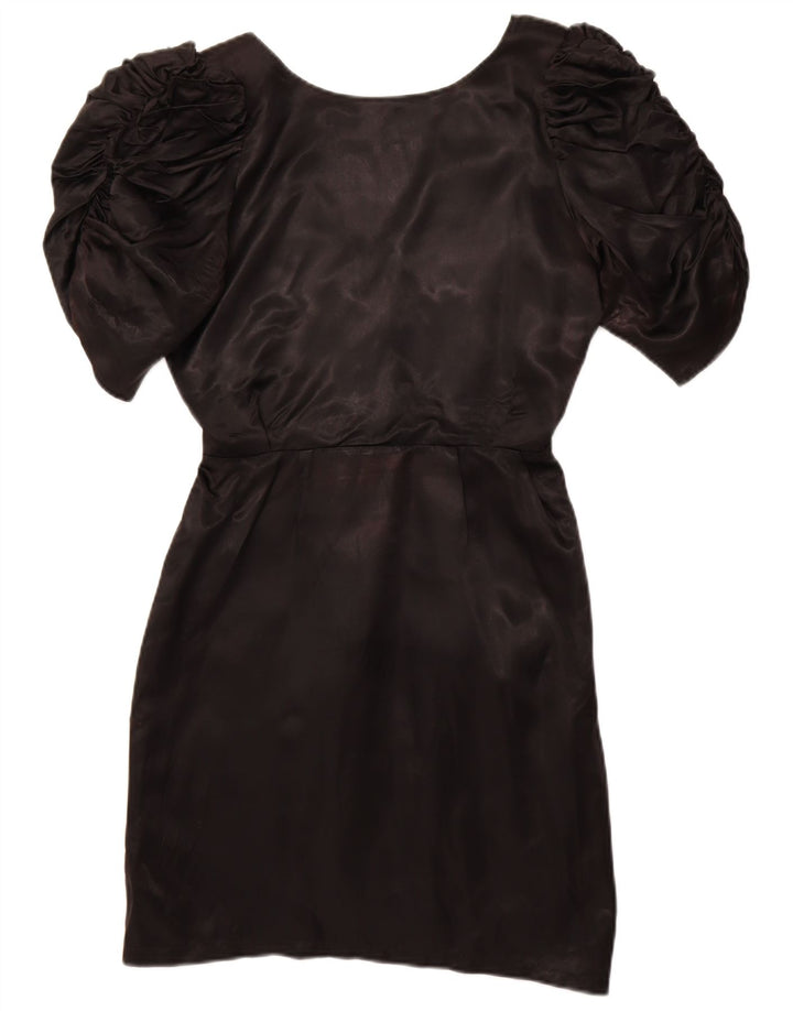 VINTAGE Womens Sheath Dress UK 12 Medium Black Acetate