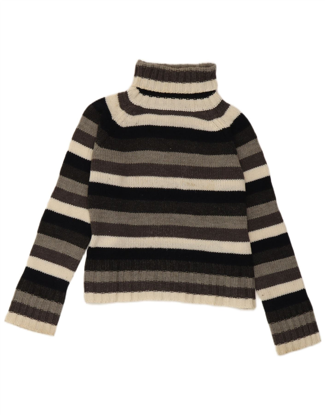 Zara Womens Crop Roll Neck Jumper Sweater UK 14 Large Multicolored Striped